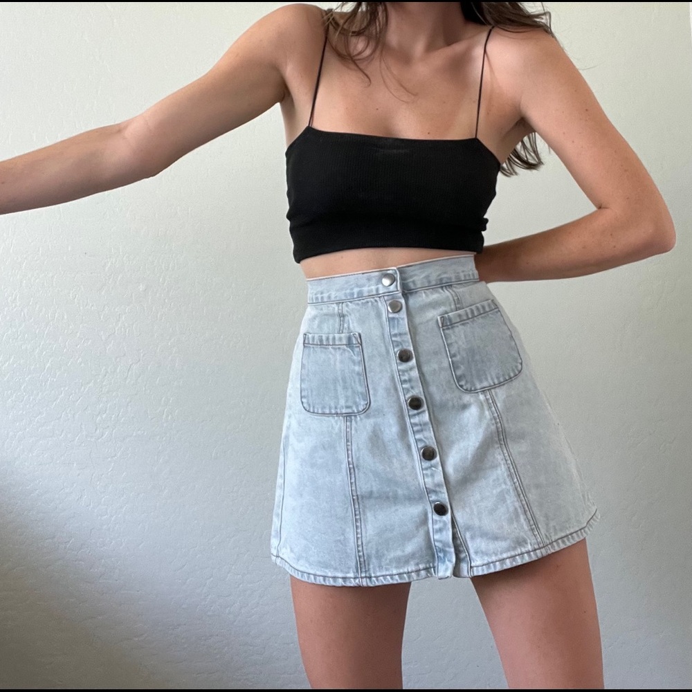 BDG Buttoned Denim Mini Skirt